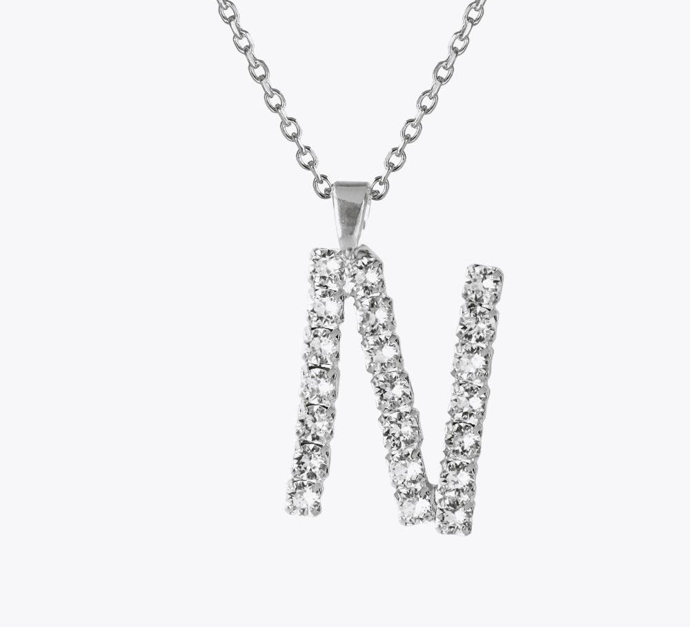 Letter Necklace N / Crystal