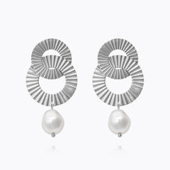 Caroline Svedbom - Mila Pearl Earrings Rhodium Rhodium