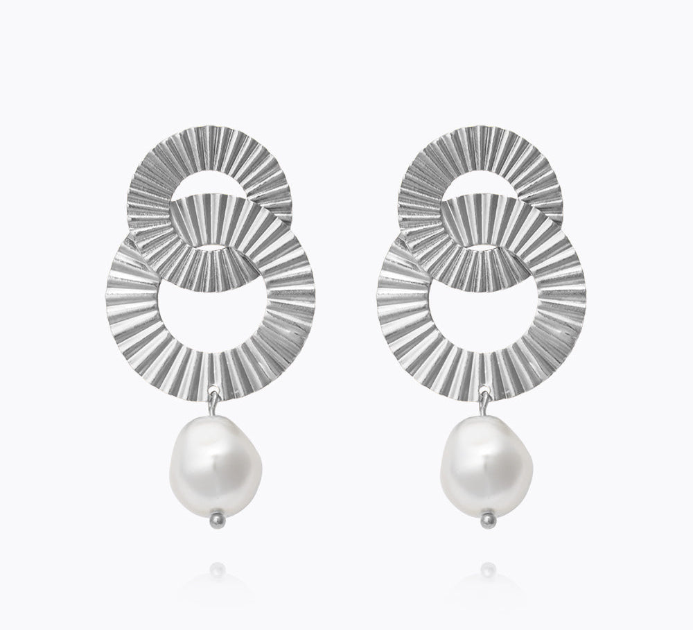Caroline Svedbom - Mila Pearl Earrings Rhodium Rhodium