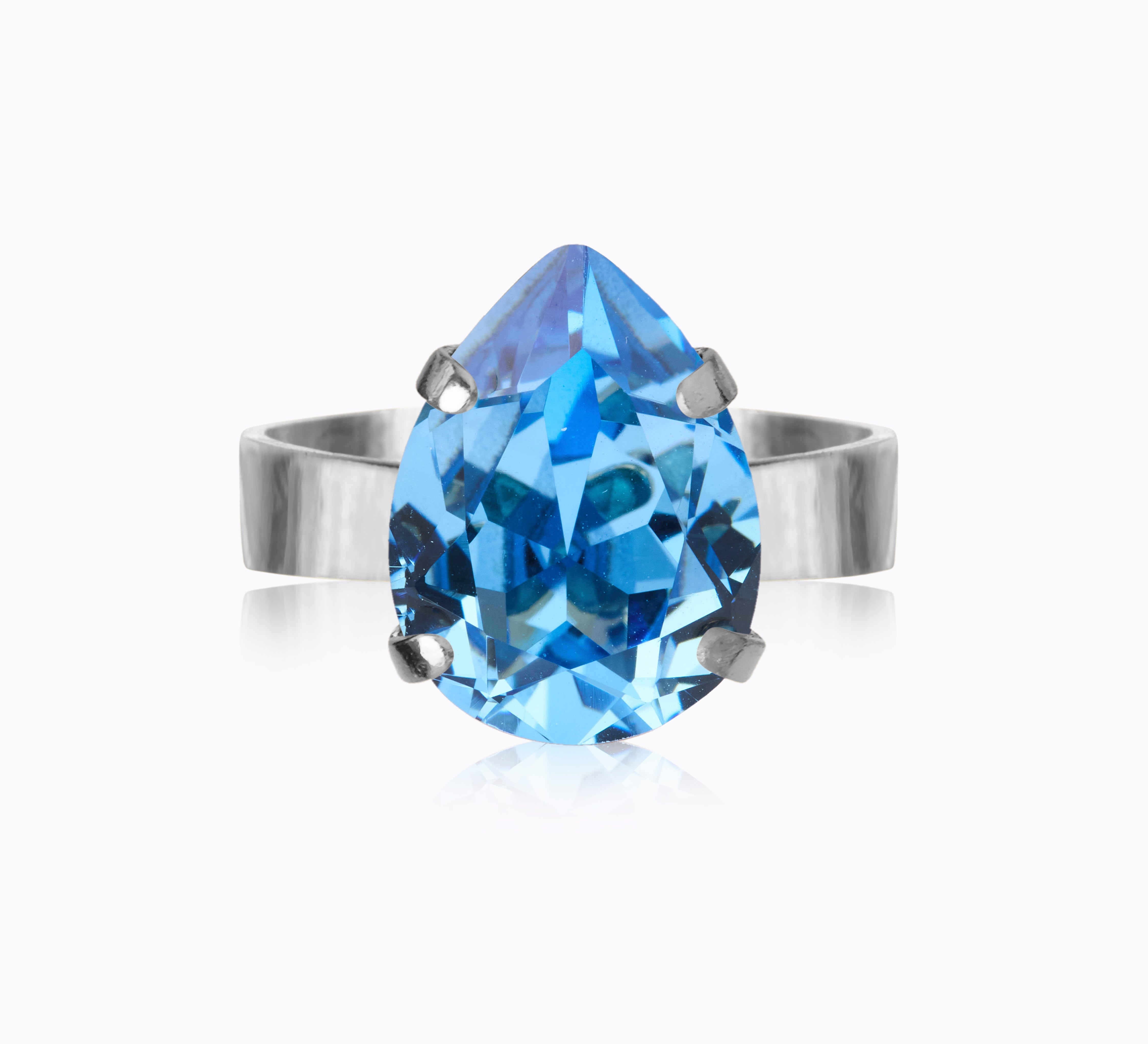 Caroline Svedbom - Mini Drop Ring Recreated Iceblue Rhodium