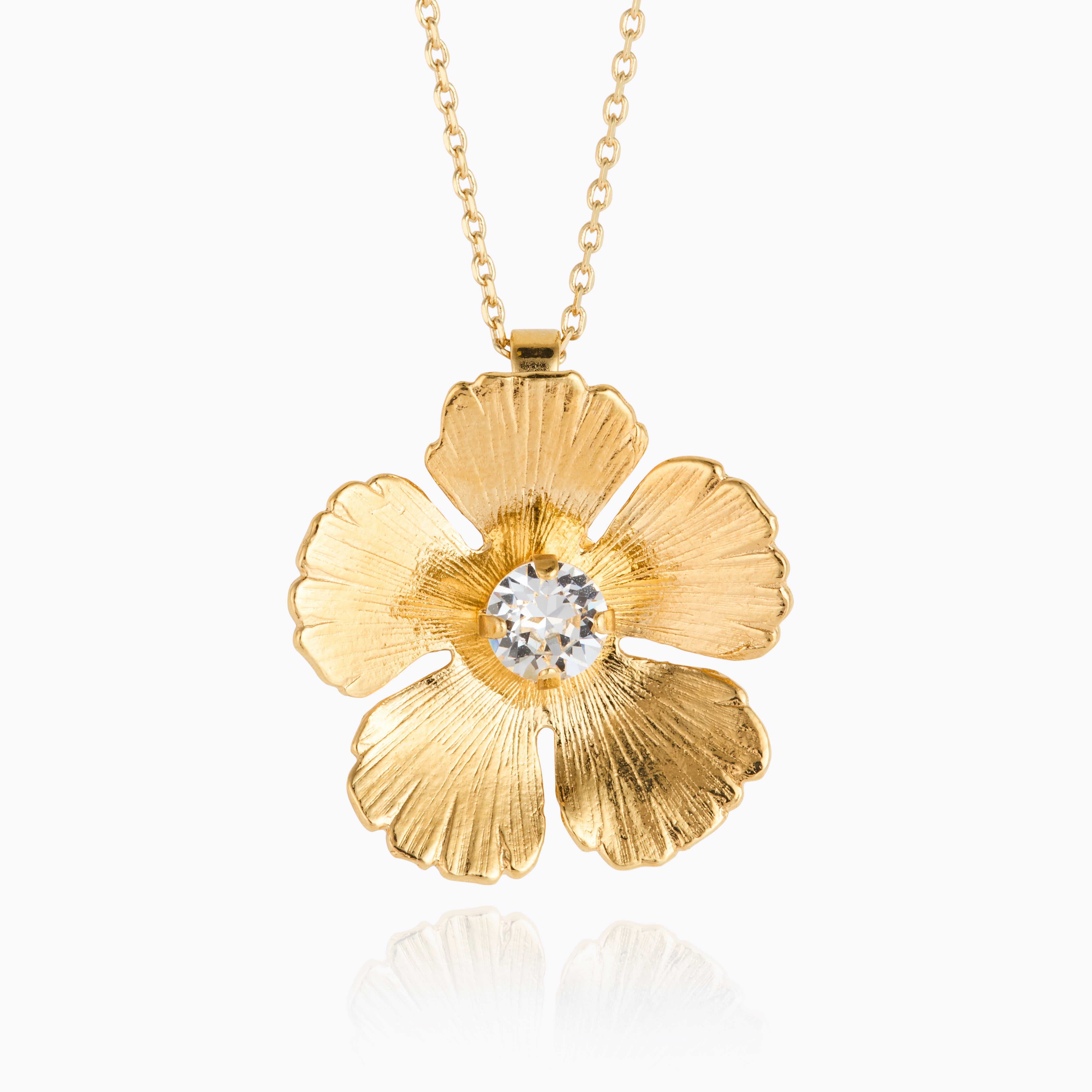 Caroline Svedbom - Mini Anemone Necklace Crystal Gold