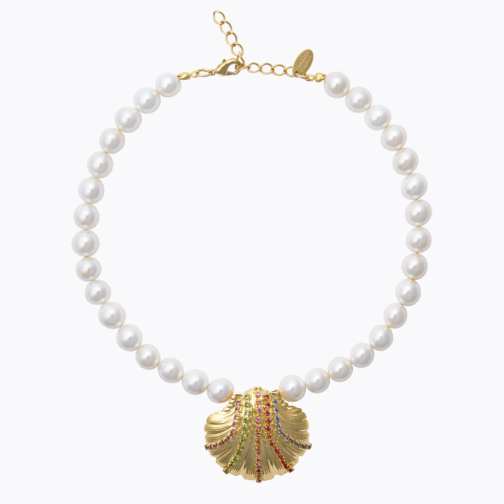 Caroline Svedbom - Mirella Pearl Choker Rainbow Combo Gold