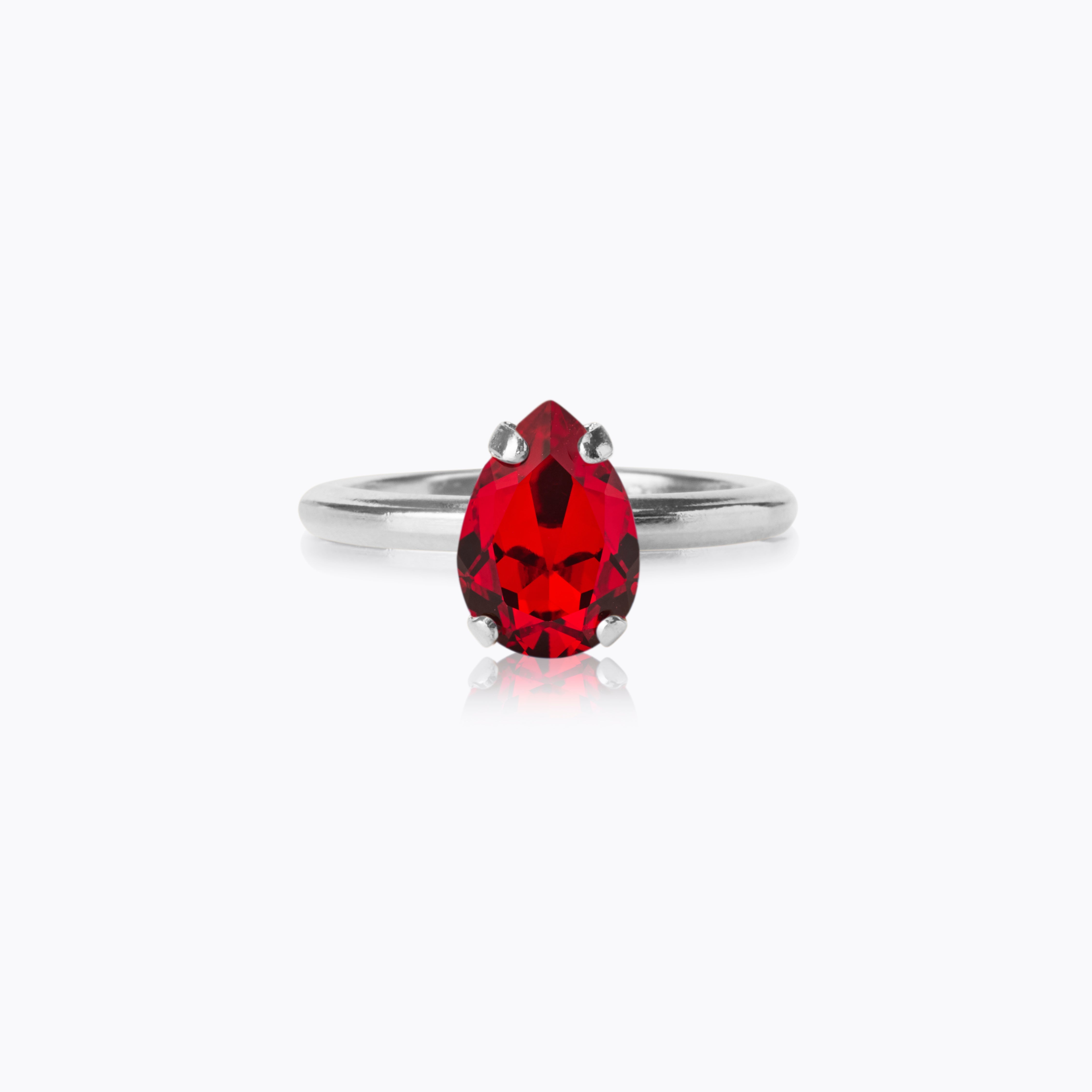 Caroline Svedbom - Petite Drop Ring Light Siam Rhodium