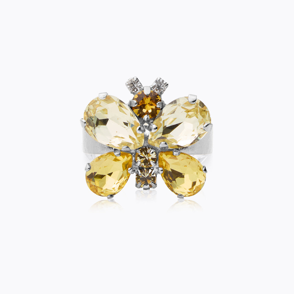 Caroline Svedbom - Butterfly Ring Yellow Combo Rhodium