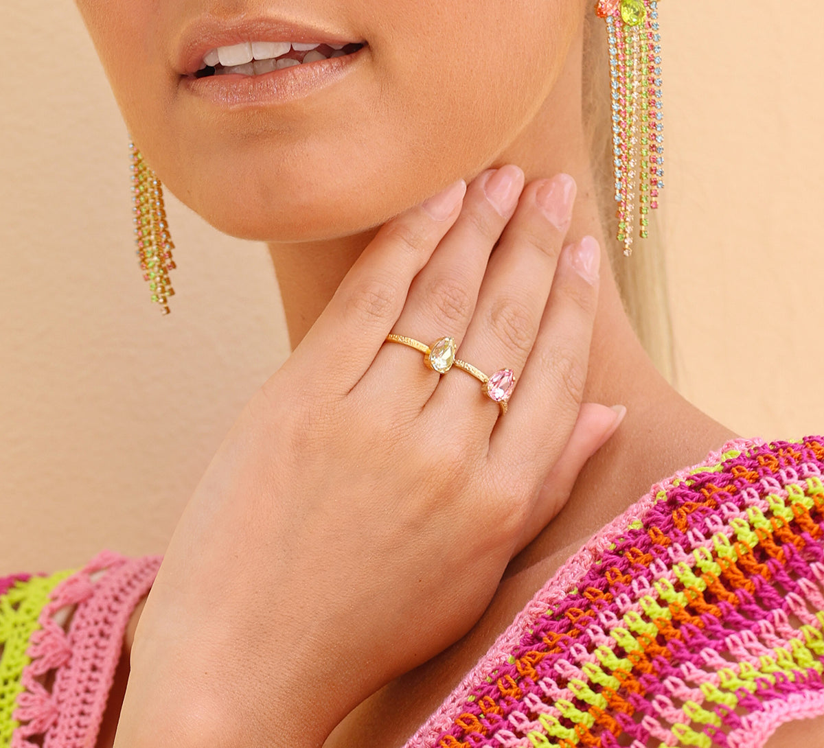 Caroline Svedbom Tracy Multi Ring And Stone Ring Jet main image 1