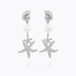 Caroline Svedbom - Seadora Statement Earrings Pearl Rhodium