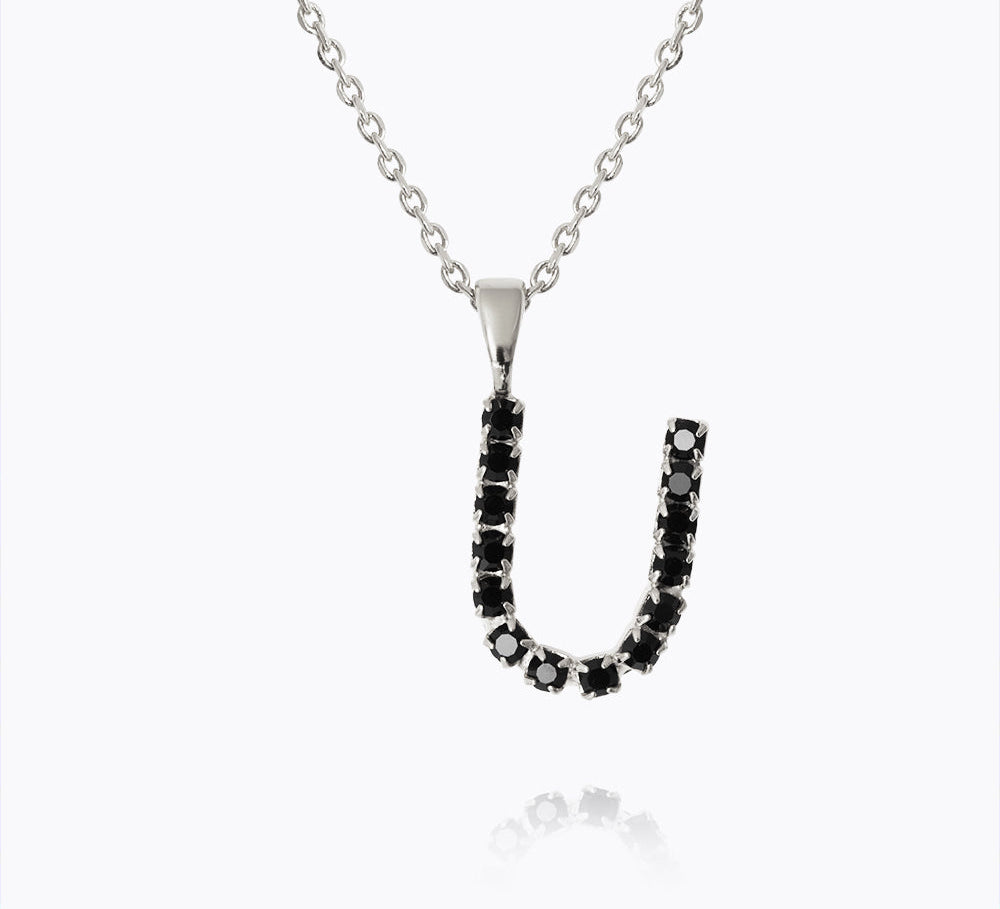 Mini Letter Necklace U / Black