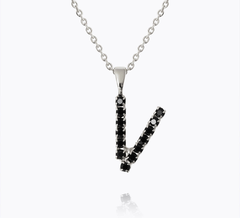 Mini Letter Necklace V / Black