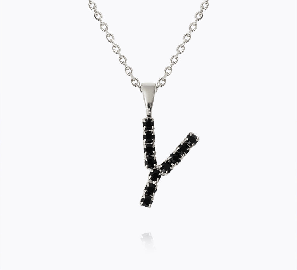Mini Letter Necklace Y / Black