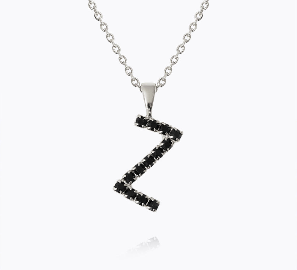 Mini Letter Necklace Z / Black