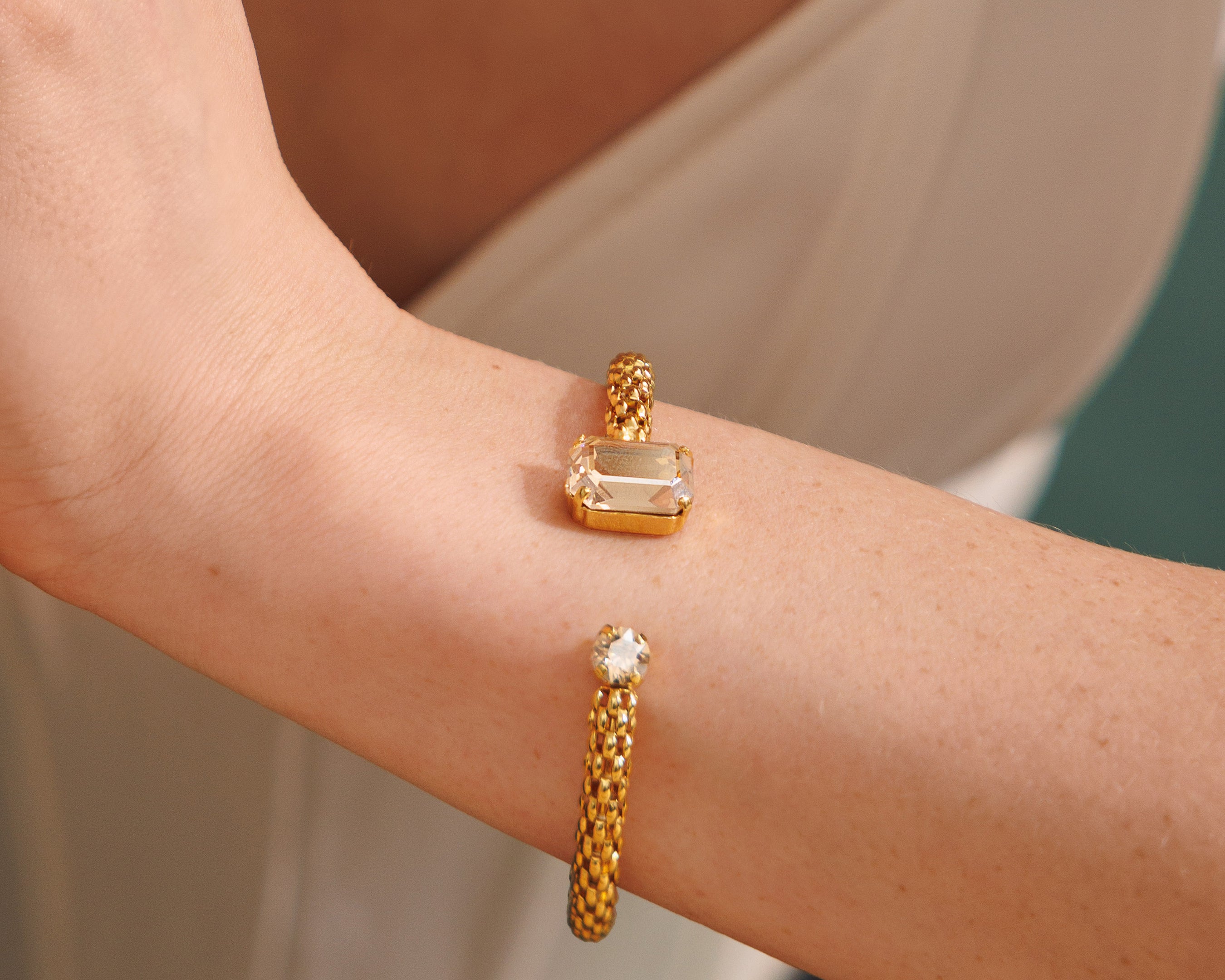 Caroline Svedbom Mini Drop Stud Crystal Clip On Earring Crystal/gold main image 1