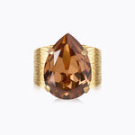 Caroline Svedbom - Classic Drop Ring Rec Light Smoked Topaz Gold