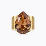 Caroline Svedbom - Classic Drop Ring Rec Light Smoked Topaz Gold