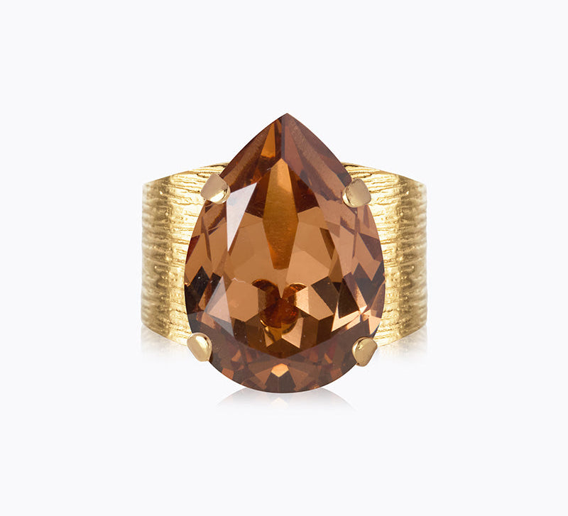 Caroline Svedbom - Classic Drop Ring Rec Light Smoked Topaz Gold