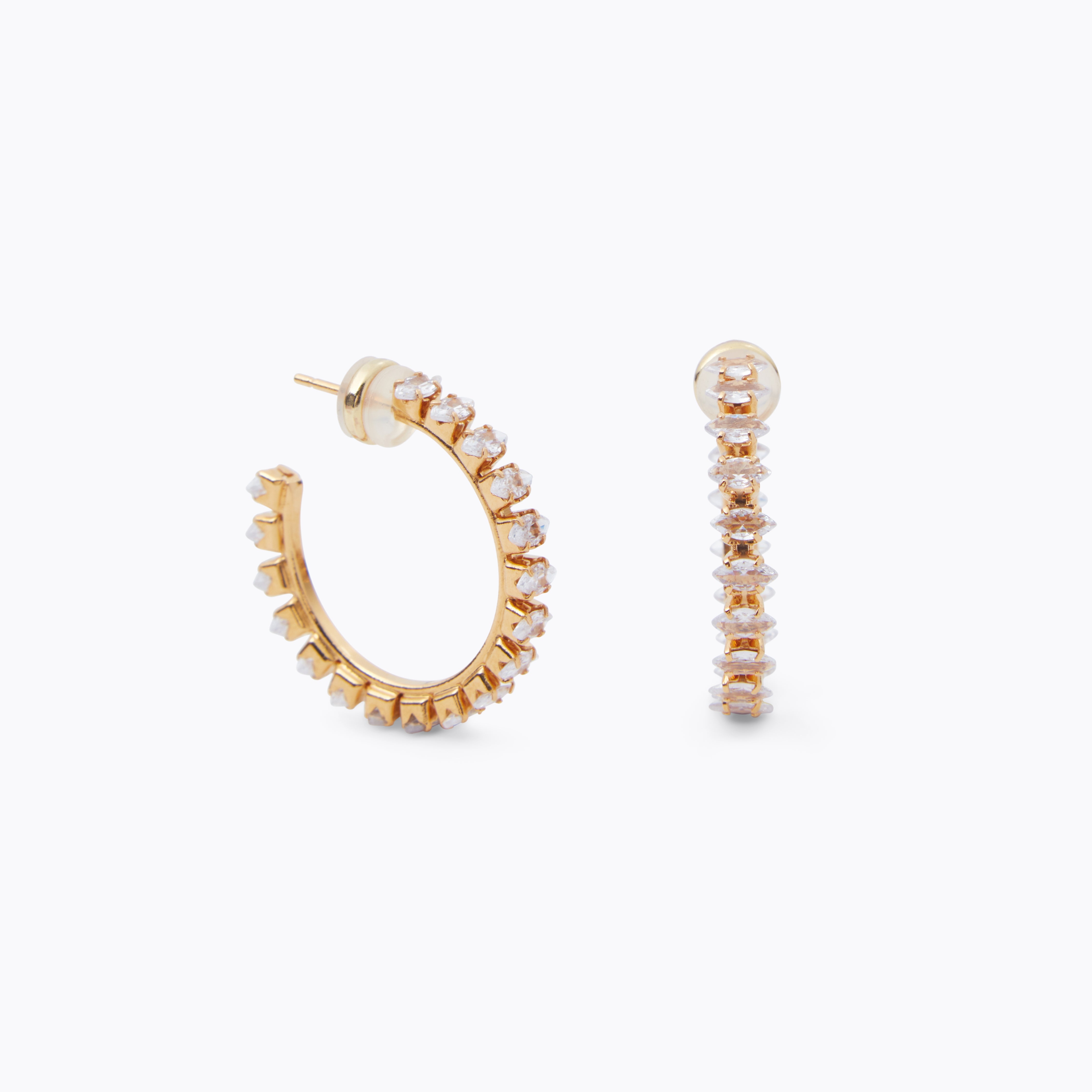 Caroline Svedbom - Crystal Navette Loop earrings Crystal Gold ...