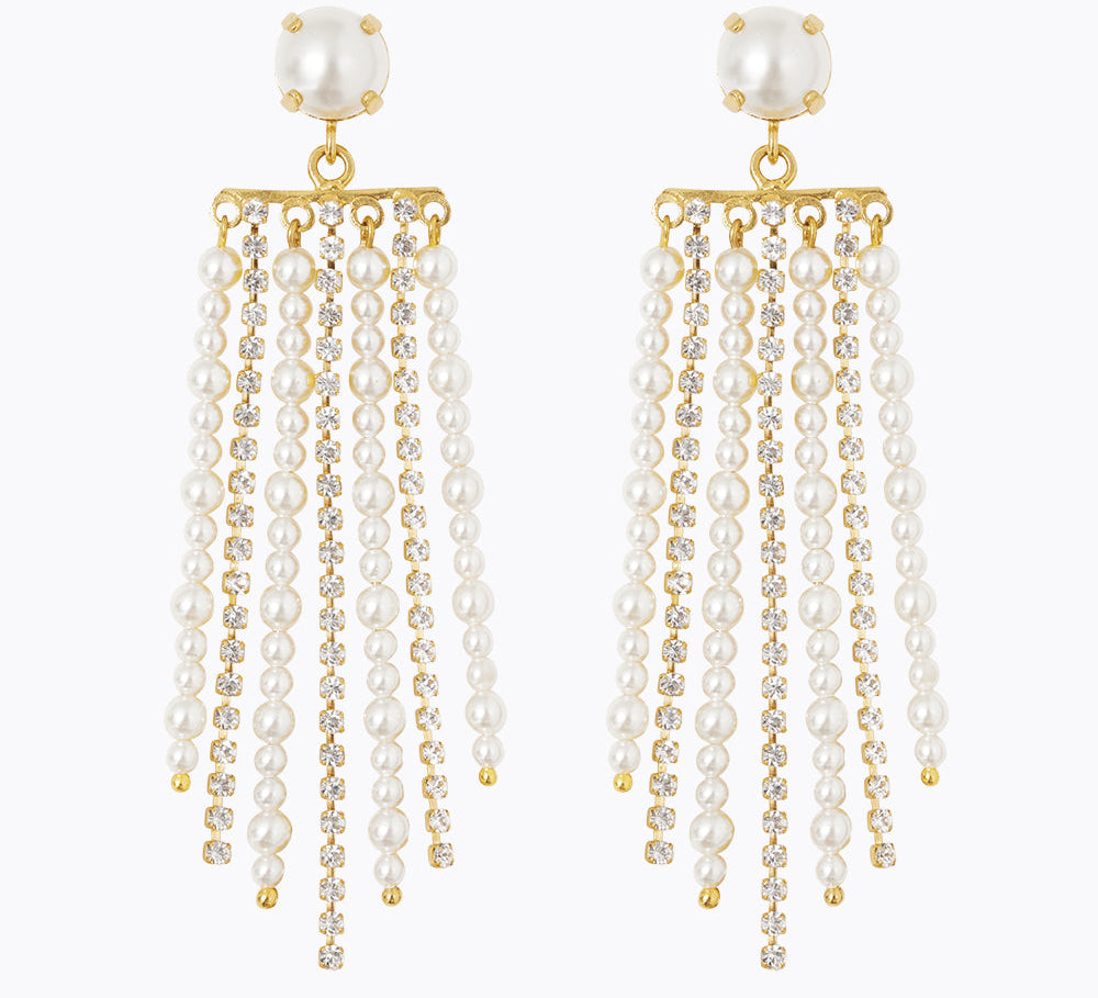 Caroline Svedbom - Donna Earrings Pearl Crystal Gold