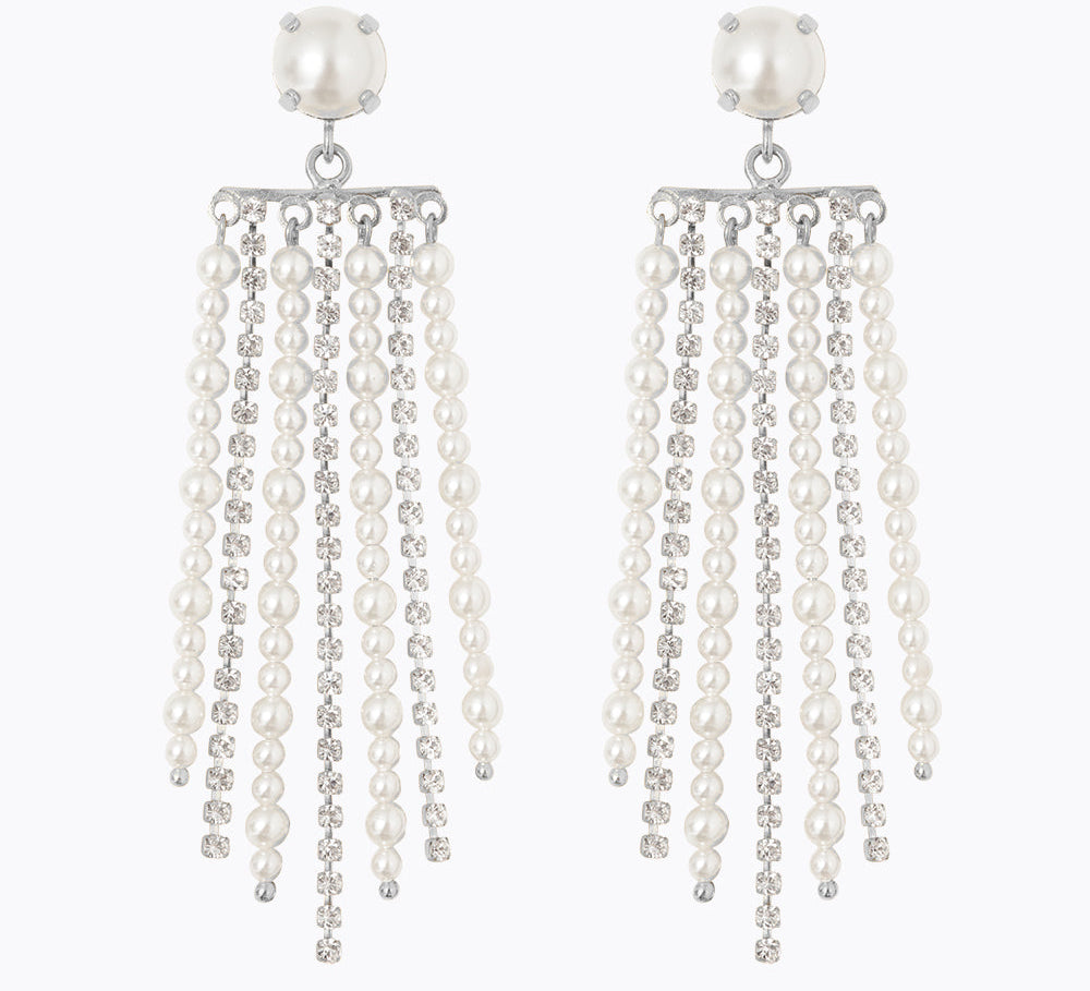 Donna Earrings / Pearl + Crystal