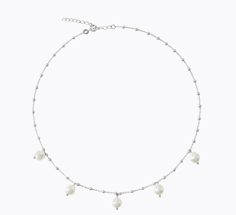 Caroline Svedbom - Emmy Pearl Necklace Rhodium Rhodium