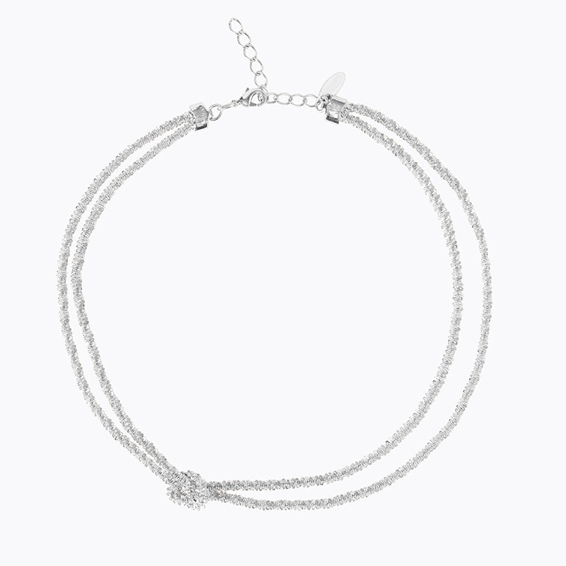 Caroline Svedbom - Gemma Knot Necklace Rhodium Rhodium