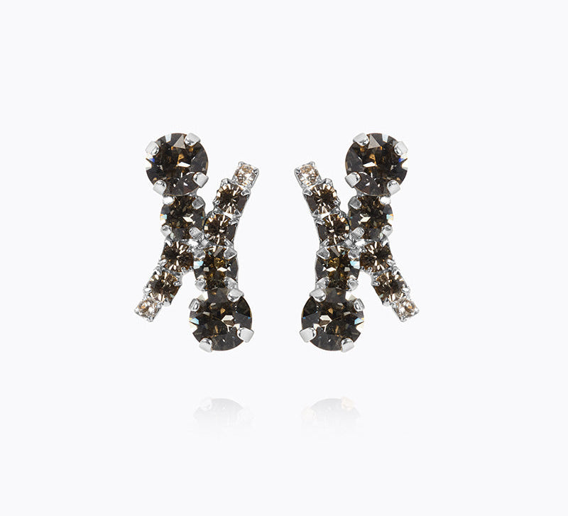 Caroline Svedbom - Halo Earrings Black Diamond Crystal Rhodium