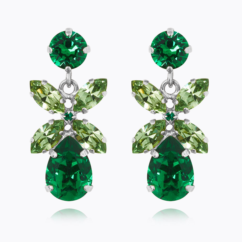 Caroline Svedbom - Mini Dione Earrings Majestic Green Combo Rhodium