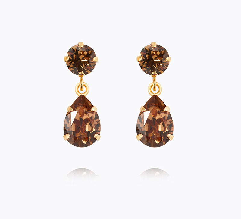 Caroline Svedbom - Mini Drop Earrings Rec Light Smoked Topaz Gold