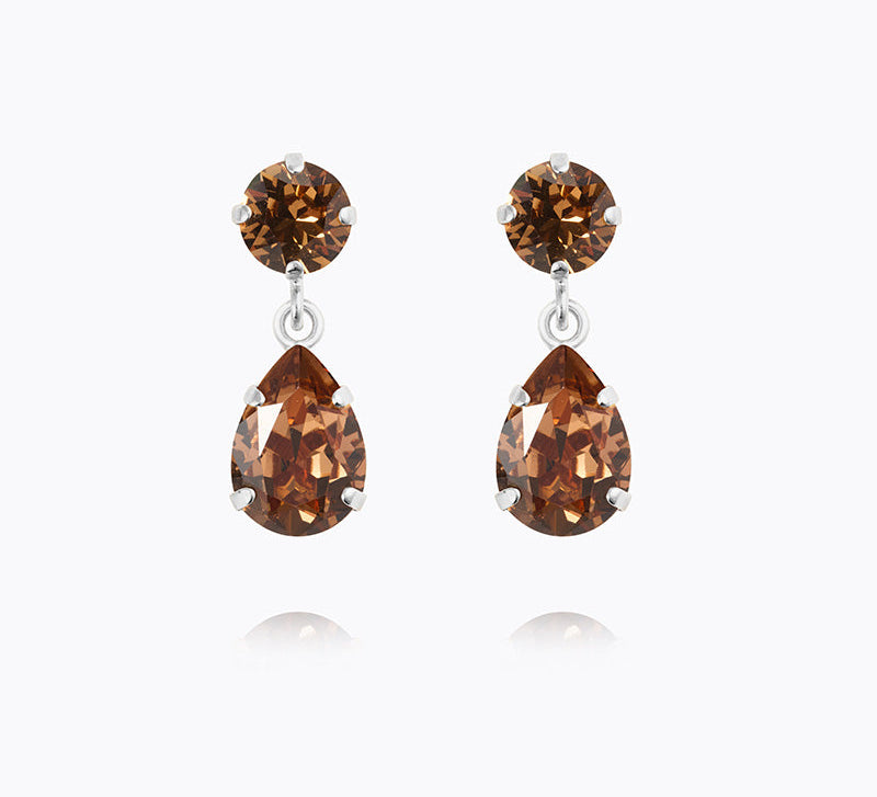 Caroline Svedbom - Mini Drop Earrings Rec Light Smoked Topaz Rhodium