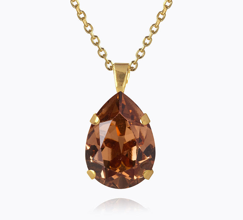 Caroline Svedbom - Mini Drop Necklace Rec Light Smoked Topaz Gold