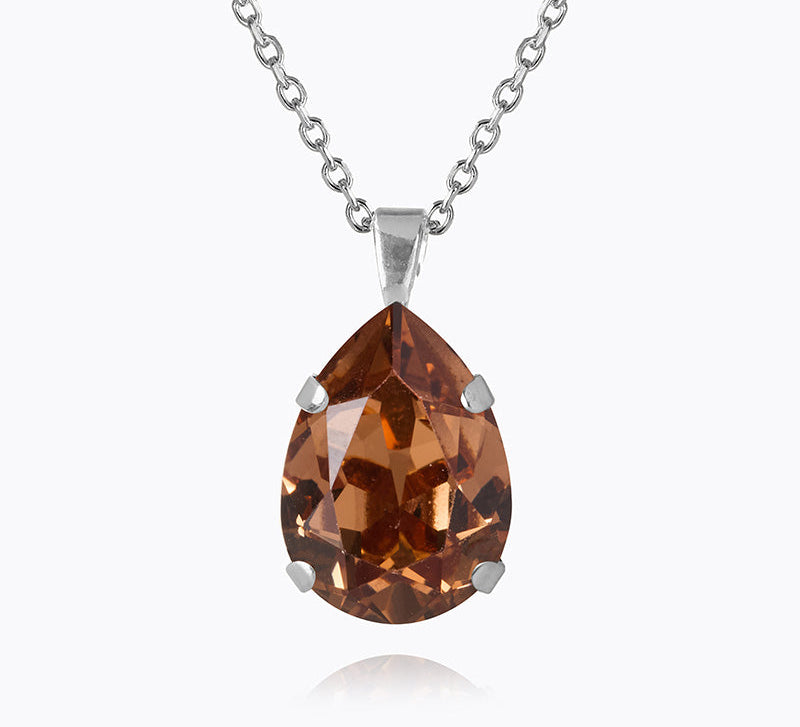 Caroline Svedbom - Mini Drop Necklace Rec Light Smoked Topaz Rhodium