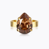 Caroline Svedbom - Mini Drop Ring Rec Light Smoked Topaz Gold
