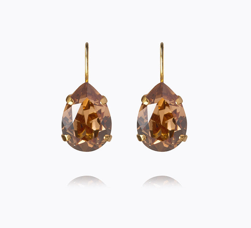 Caroline Svedbom - Mini Drop Clasp Earrings Rec Light Smoked Topaz Gold