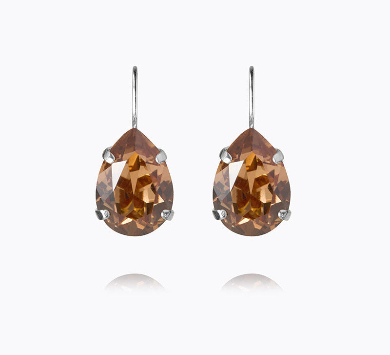 Caroline Svedbom - Mini Drop Clasp Earrings Rec Light Smoked Topaz Rhodium