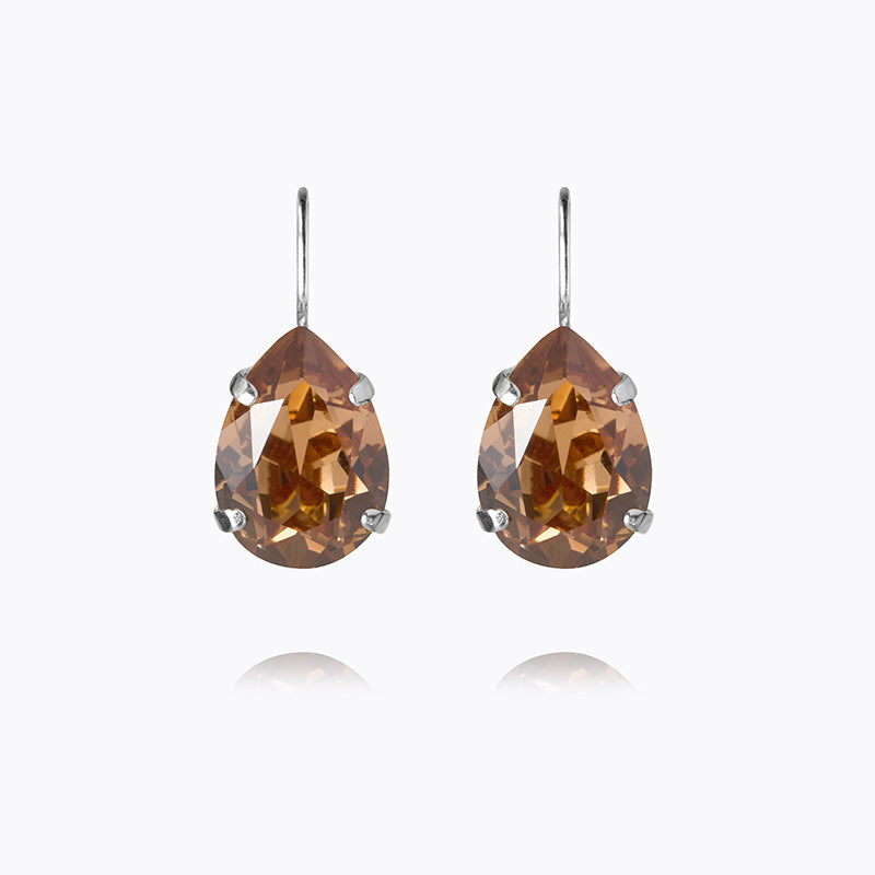 Caroline Svedbom - Mini Drop Clasp Earrings Rec Light Smoked Topaz Rhodium