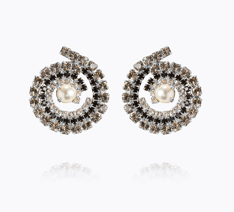 Caroline Svedbom - Mini Zia Earrings Jet Combo Rhodium