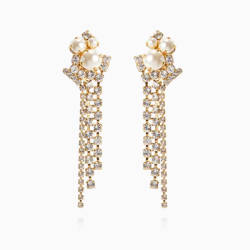 Caroline Svedbom - Molly Statement Earrings Pearl Crystal Gold