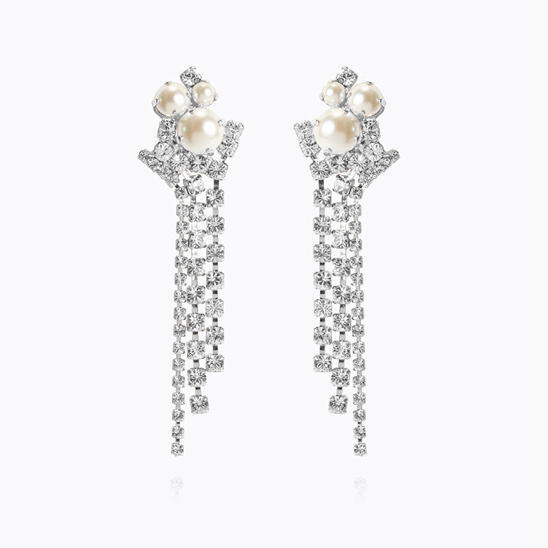 Caroline Svedbom - Molly Statement Earrings Pearl Crystal Rhodium