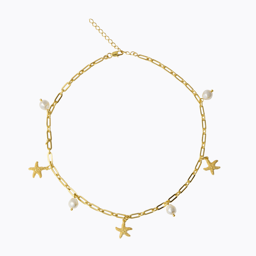 Caroline Svedbom - Sea Star Chain Necklace Pearl Gold