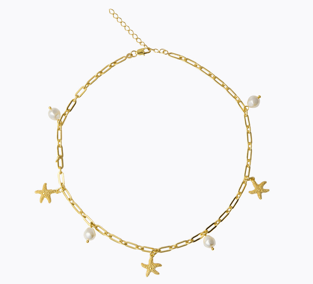 Caroline Svedbom - Sea Star Chain Necklace Pearl Gold