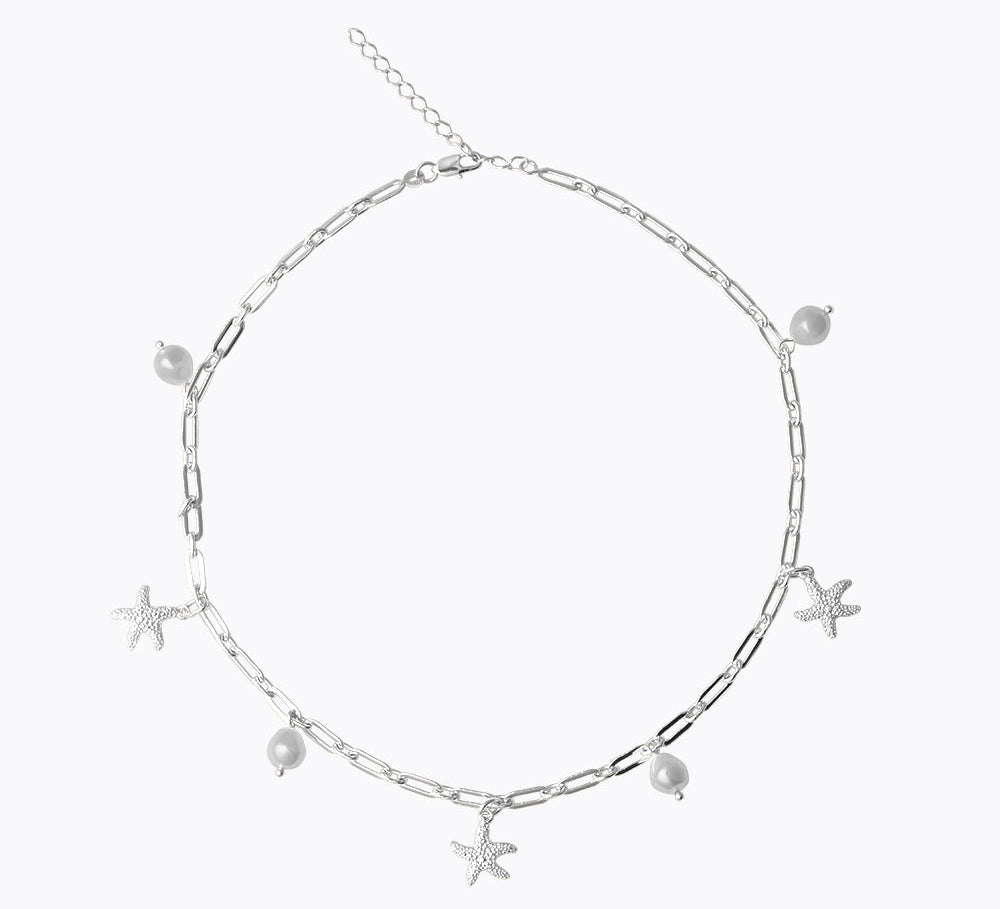 Caroline Svedbom - Sea Star Chain Necklace Pearl Rhodium