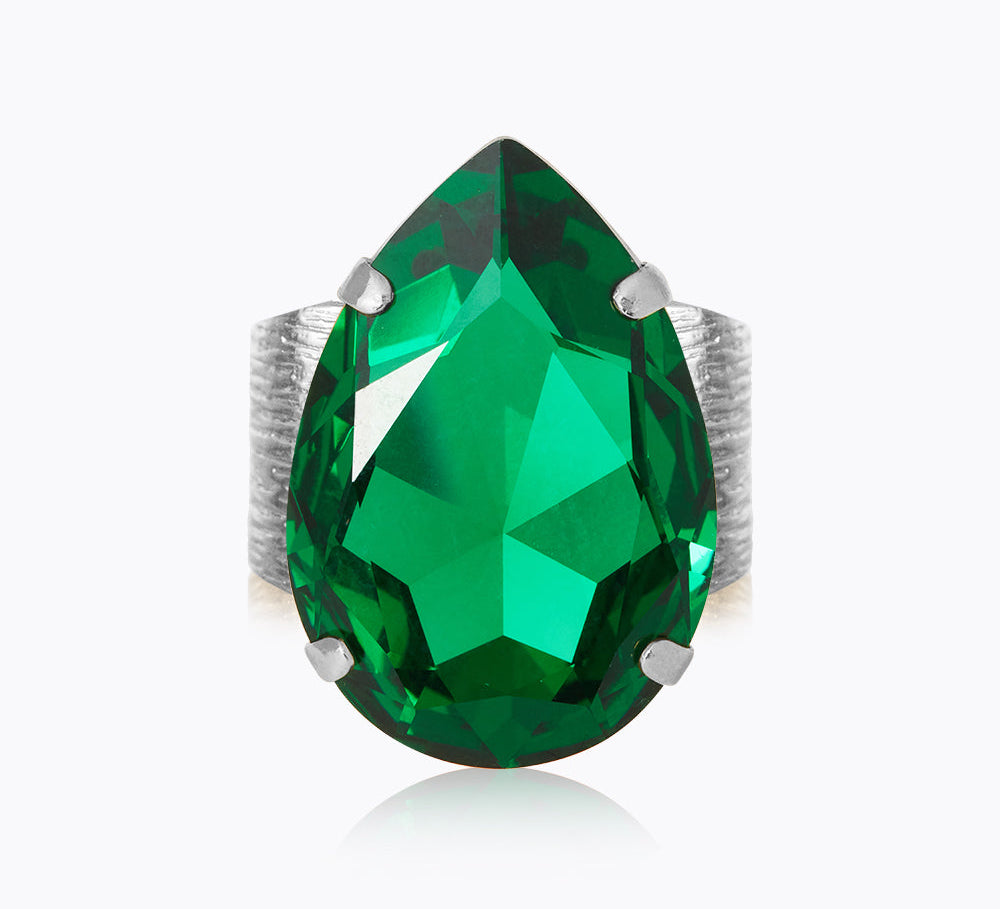 Caroline Svedbom - Perfect Drop Ring Majestic Green Rhodium