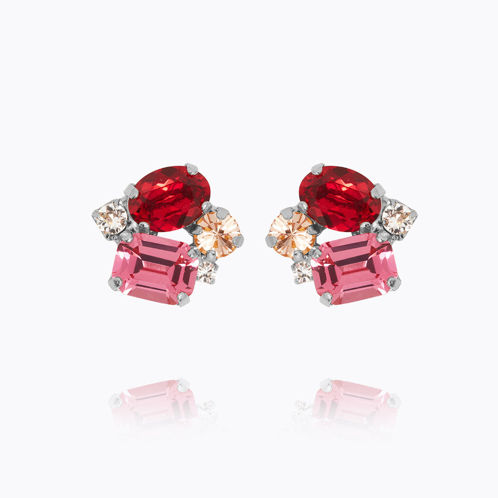 Caroline Svedbom - Petite Carolina Earrings Scarlet Combo Rhodium