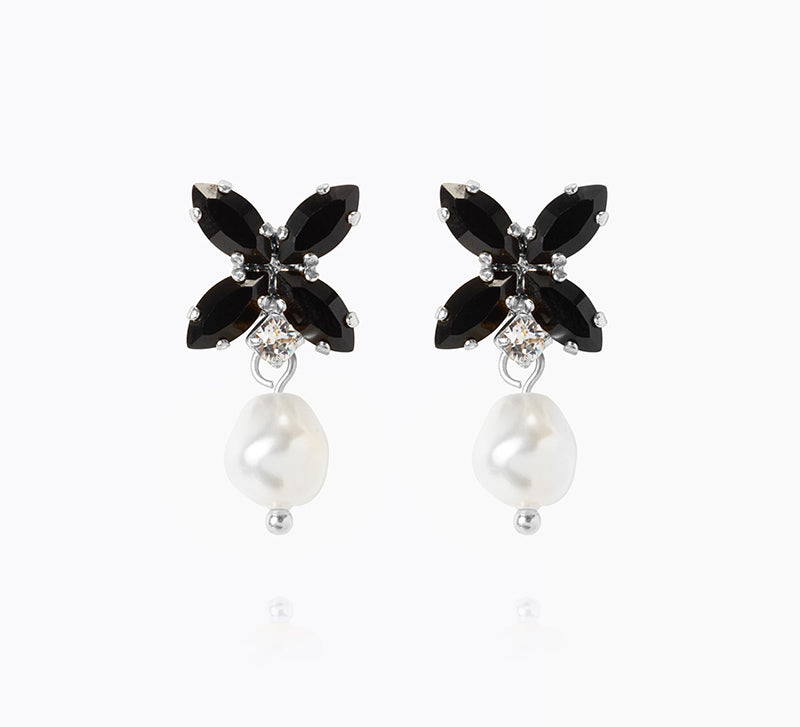 Caroline Svedbom - Star Pearl Earrings Pearl Jet Rhodium