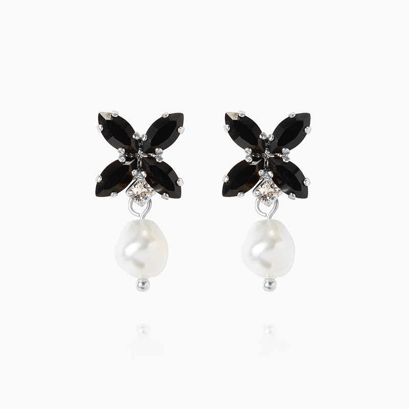 Caroline Svedbom - Star Pearl Earrings Pearl Jet Rhodium