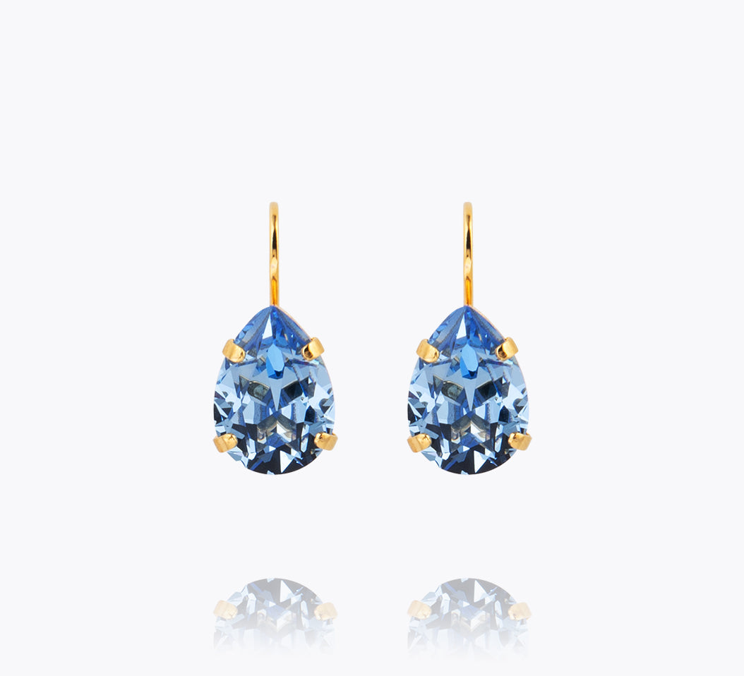 Caroline Svedbom - Mini Drop Clasp Earrings Light Sapphire Gold
