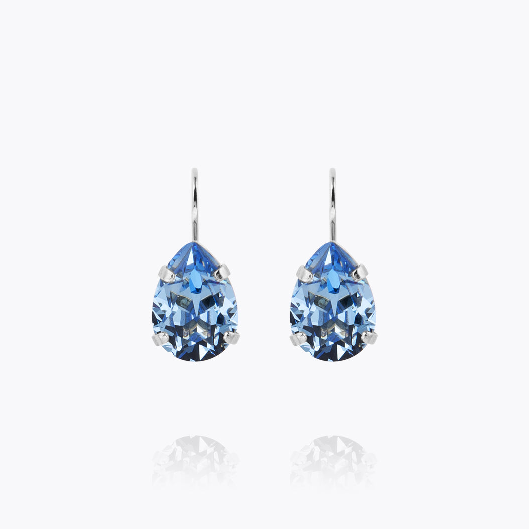 Caroline Svedbom - Mini Drop Clasp Earrings Light Sapphire Rhodium