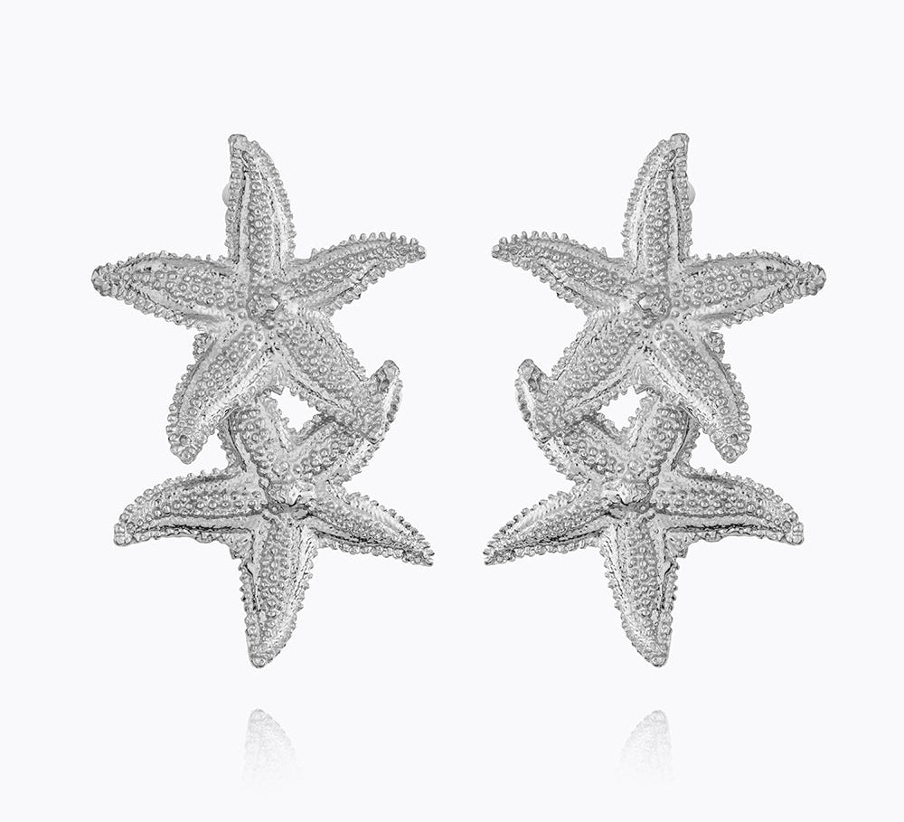 Caroline Svedbom - Grande Sea Star Earrings Rhodium