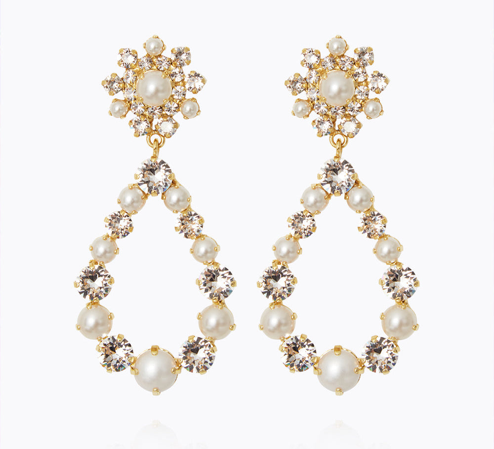 Caroline Svedbom - Grace Earrings Pearl Crystal Gold