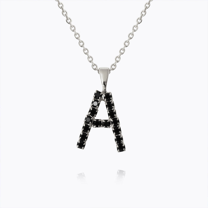 Caroline Svedbom - Mini Letter Black Necklace Letter A Rhodium