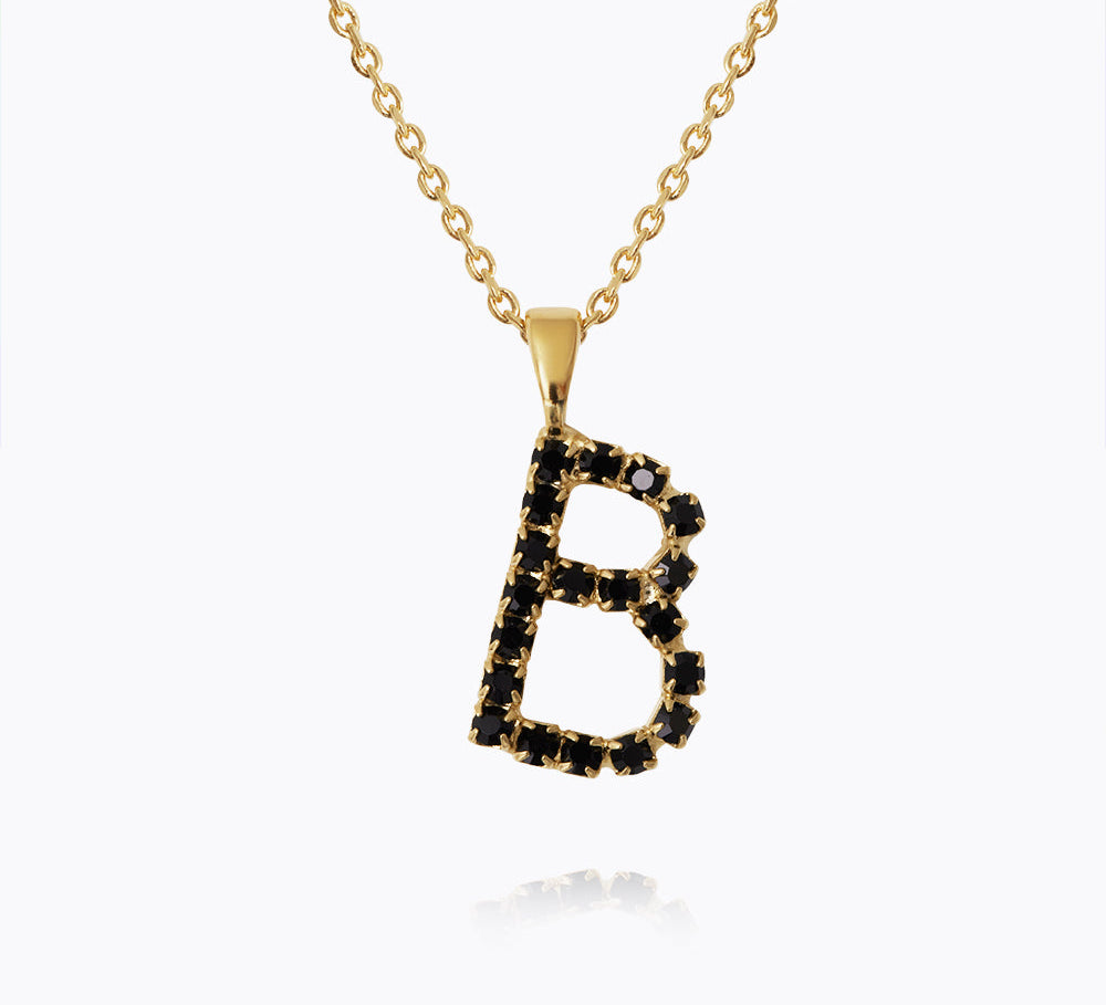 Caroline Svedbom - Mini Letter Black Necklace Letter B Gold