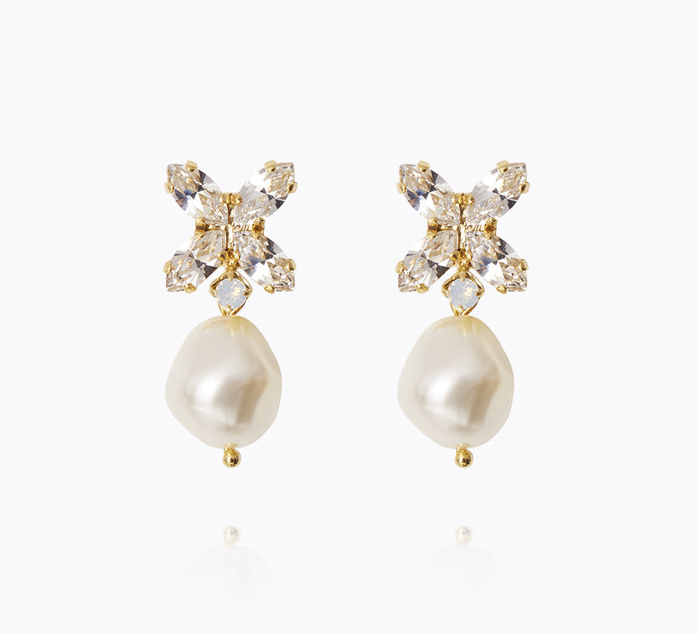 Caroline Svedbom - Honey Bee Earrings Pearl Crystal Gold